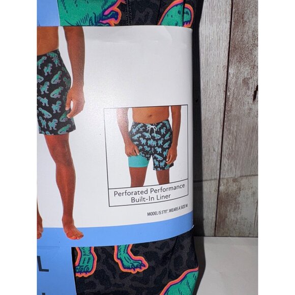 Members Mark Men's Swim Trunk Quick Dry UPF 50 Stretch Built-In Liner Dinosaur - Picture 3 of 6